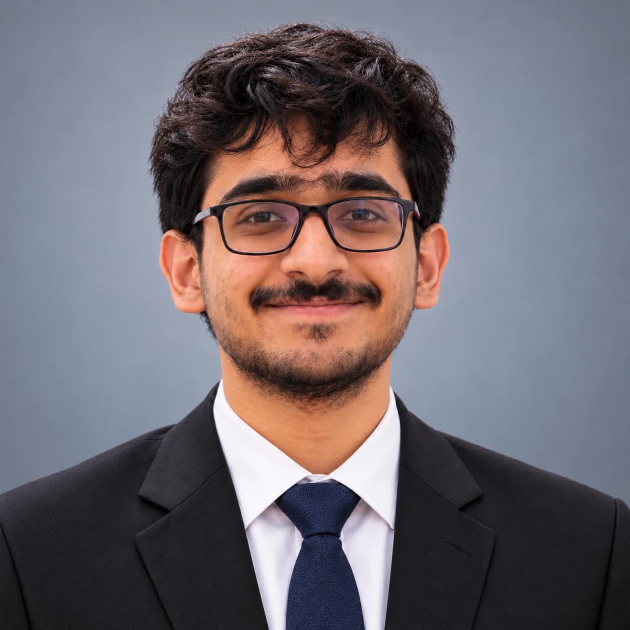 Bhavishy Agrawal in a dark suit and navy tie