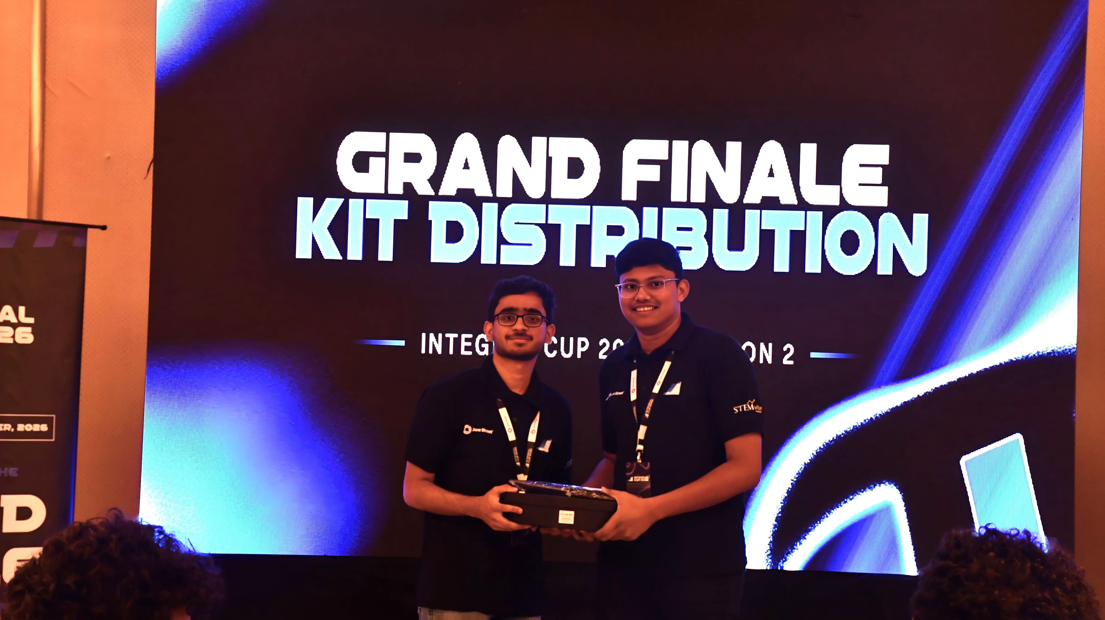 Bhavishy receiving his finalist kit at the Integral Cup Grand Finale kit distribution ceremony